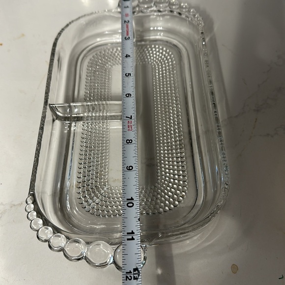 Duncan miller teardrop patter oblong 3 section serving dish vintage heavy glass - Picture 2 of 7